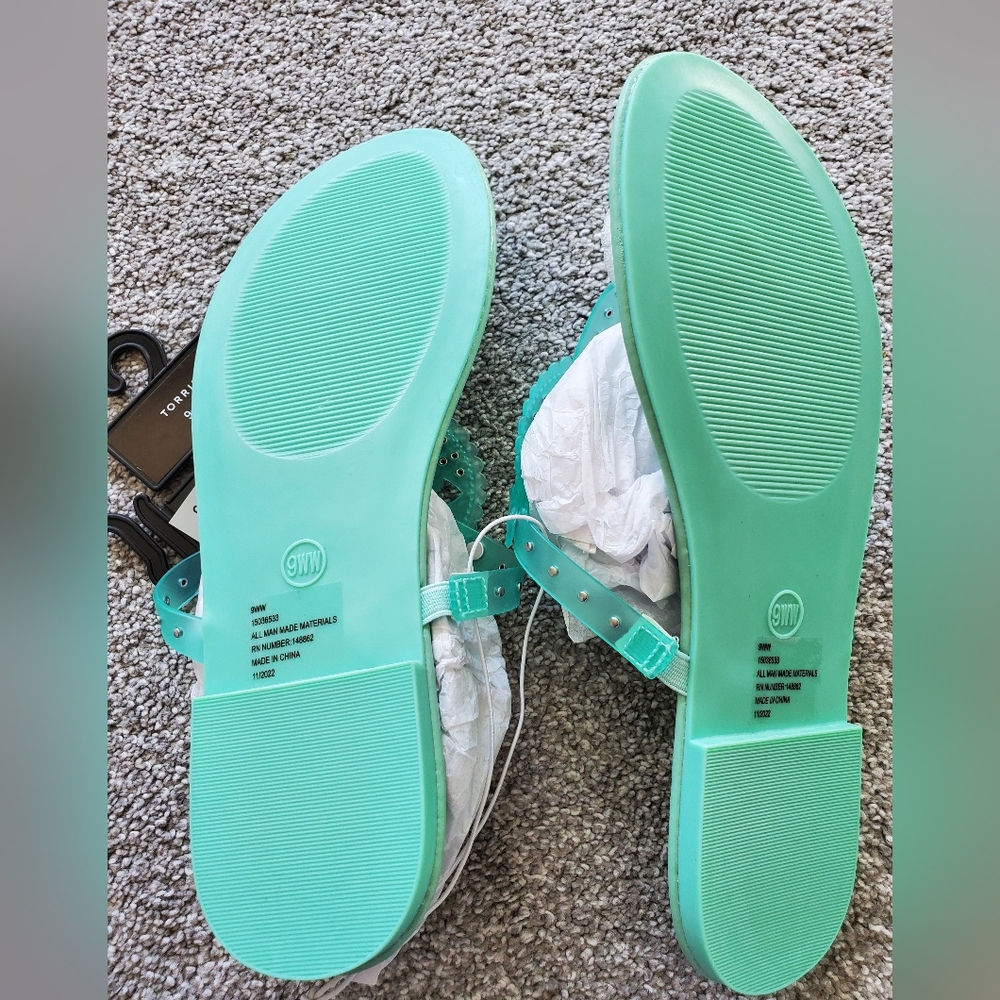 Torrid extra width t-strap jelly sandal, 9ww, mint blue - Picture 8 of 8